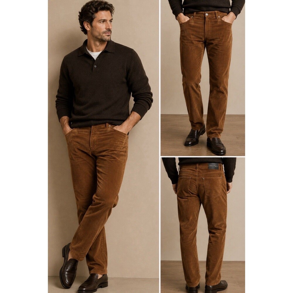 Salvatore Ferragamo Brown Corduroy Pants – Size 54